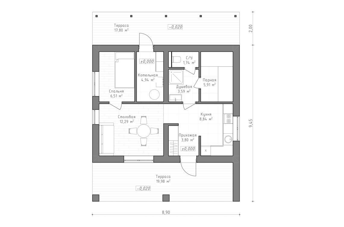 Планировочное решение 48 м²