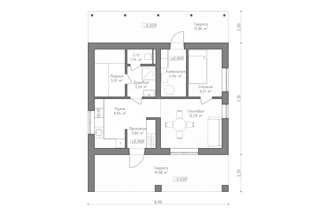 Планировочное решение 48 м²