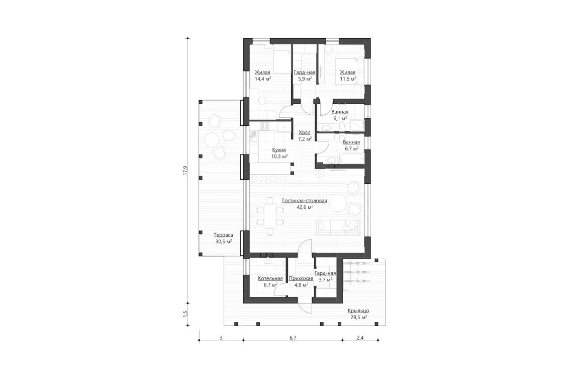 Планировочное решение 120 м²