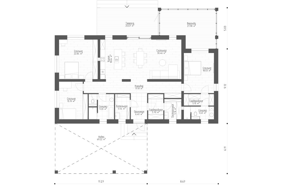 Клиентское решение 1 - 166 м²