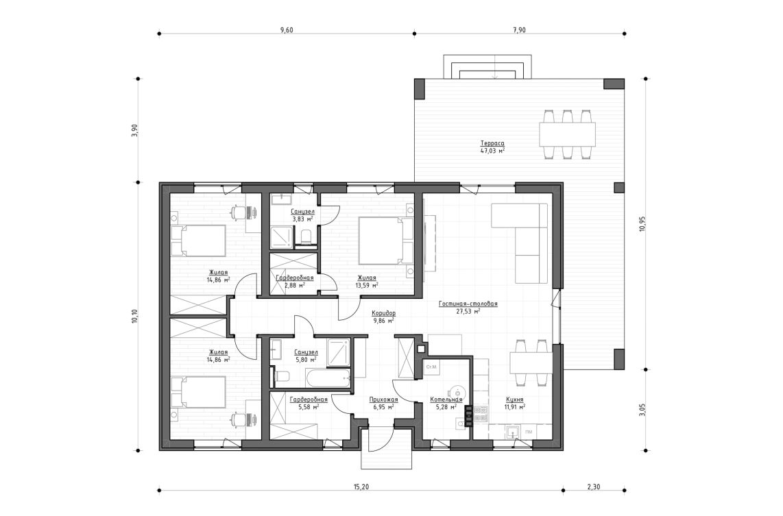 Клиентское решение 1 - 123 м²