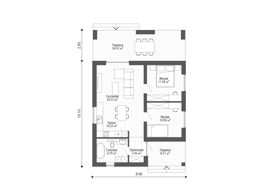 Планировочное решение 64 м²