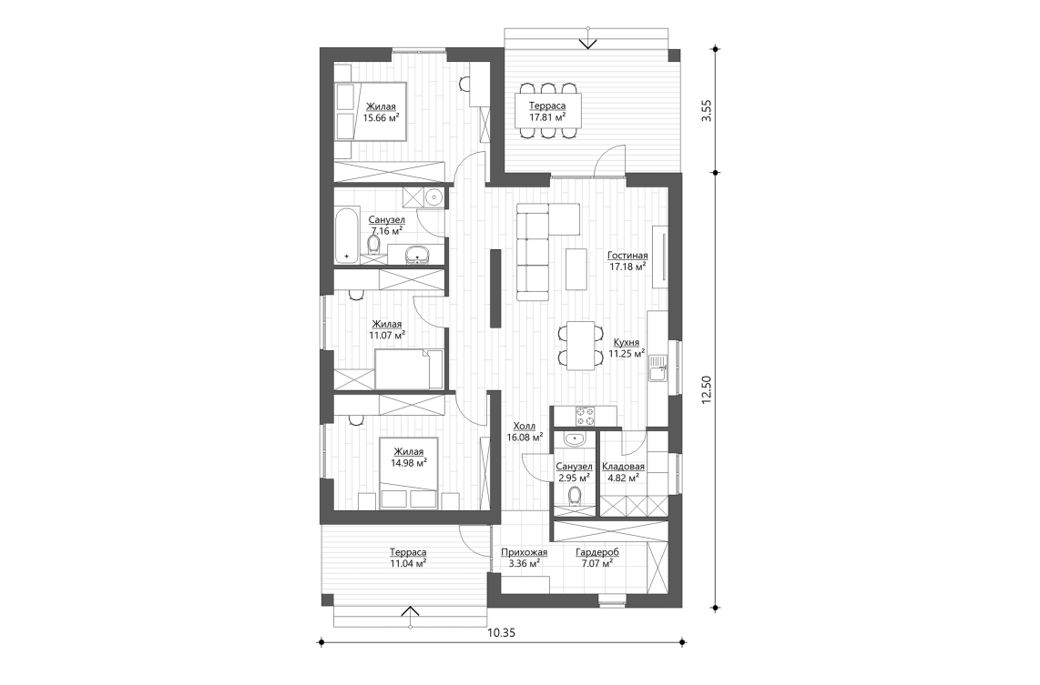 Планировочное решение 112 м²