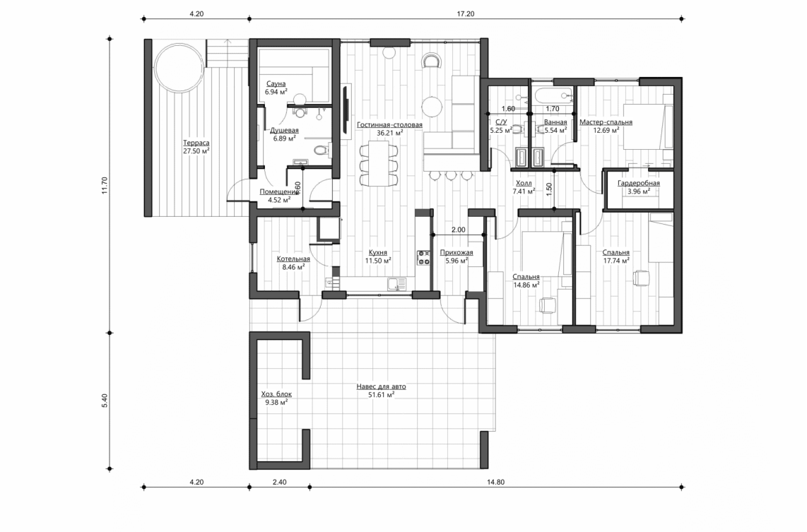 Планировочное решение 148 м²