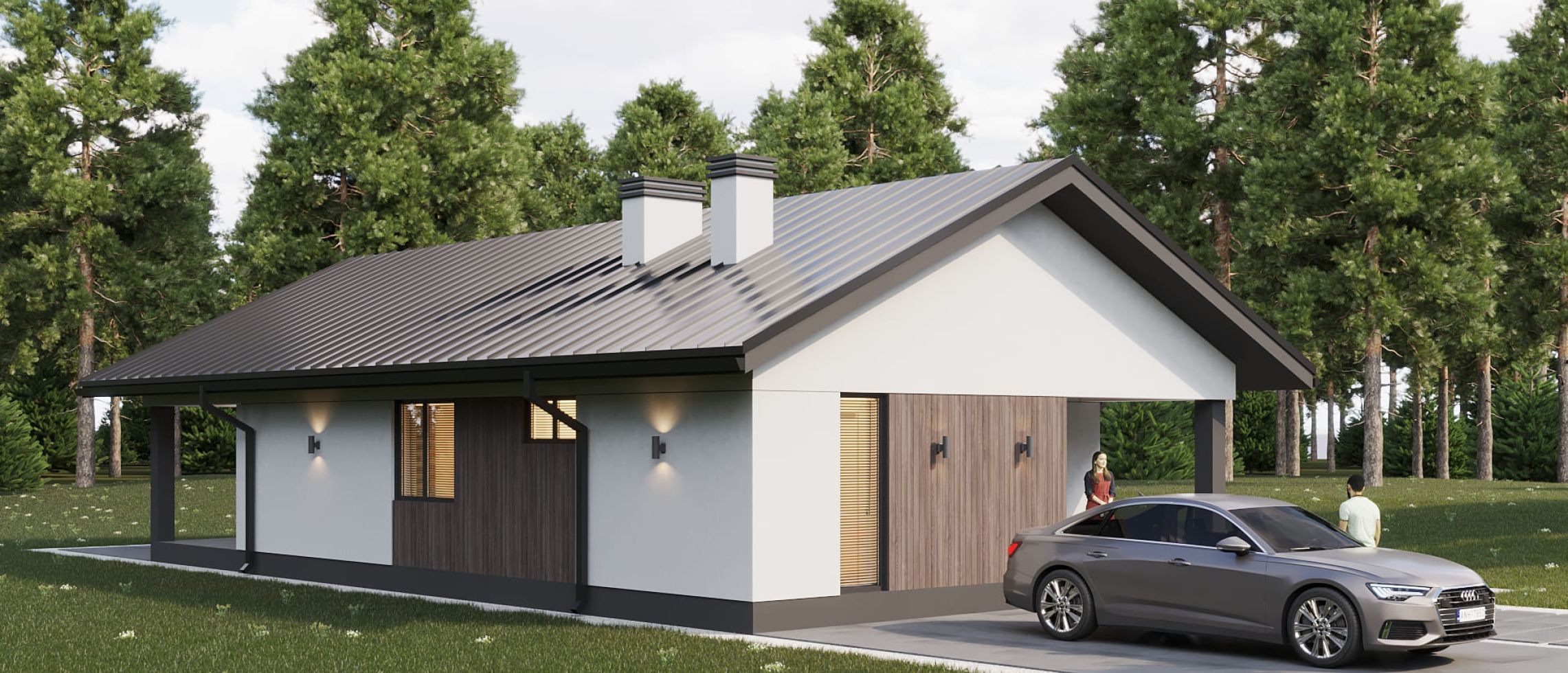 Кварцит с двускатной кровлей 64 м²