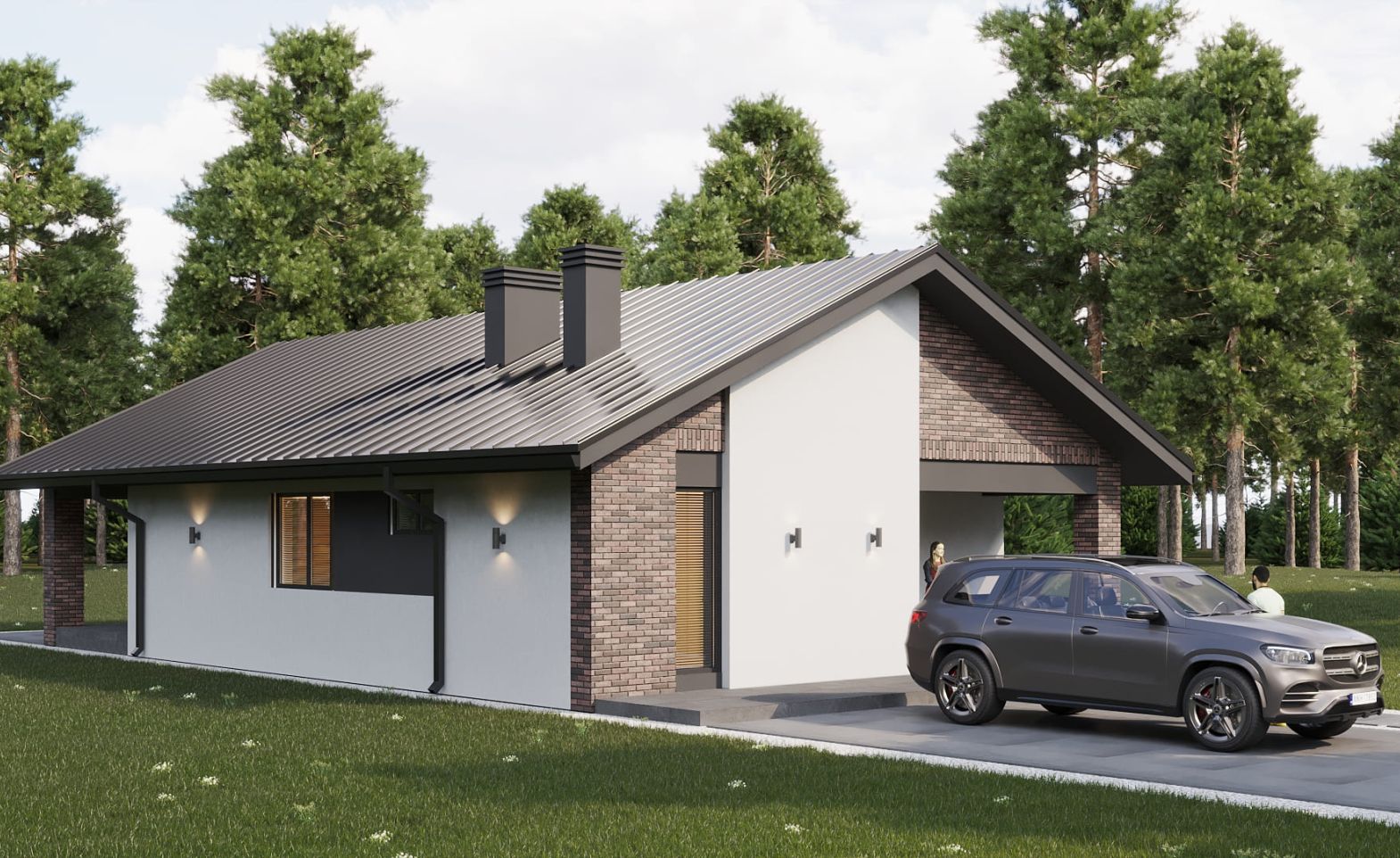 Кварцит с двускатной кровлей 107 м²