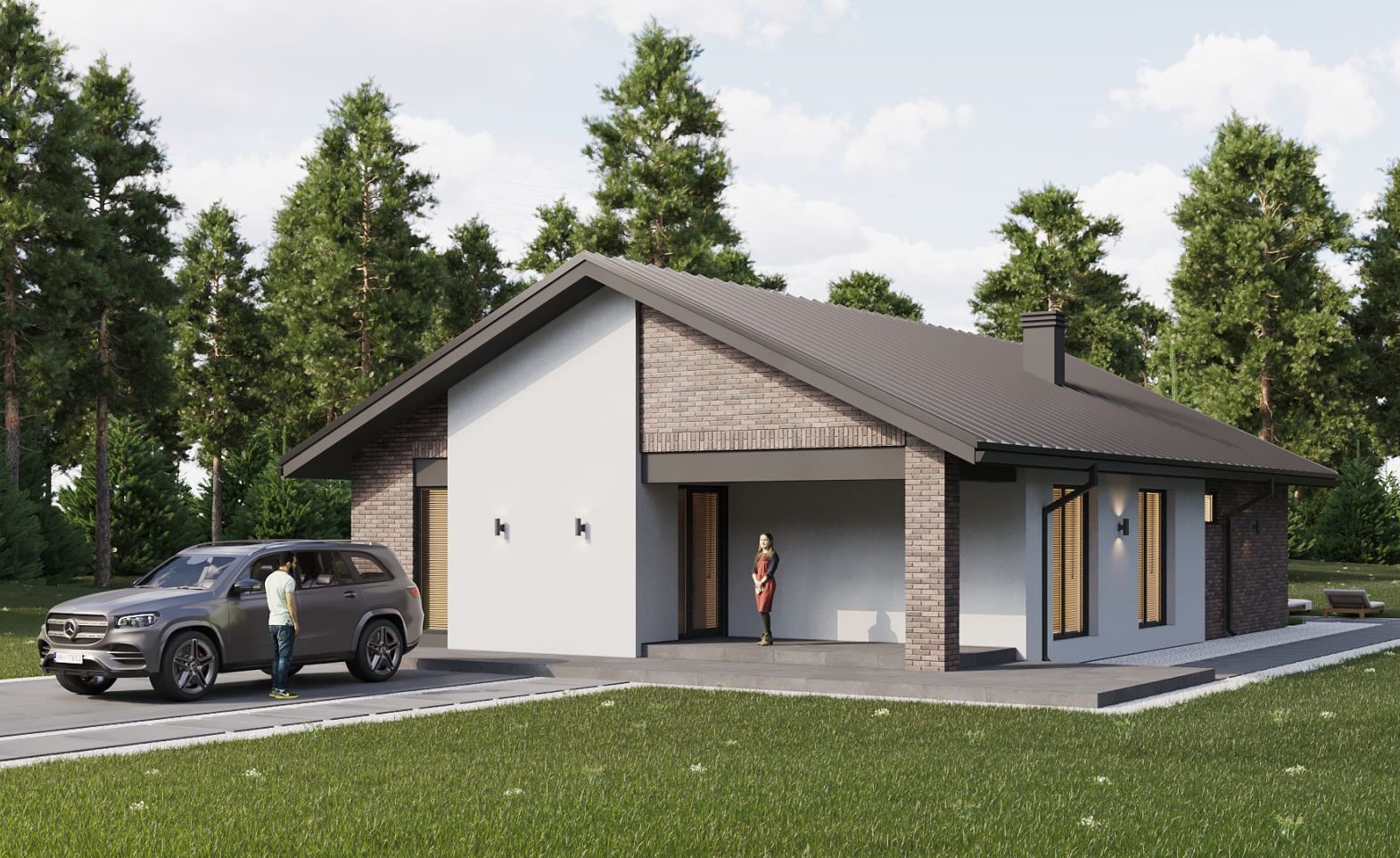 Кварцит с двускатной кровлей 107 м²