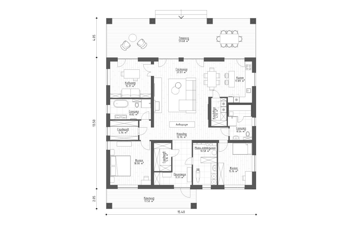Клиентское решение 1 - 174 м²