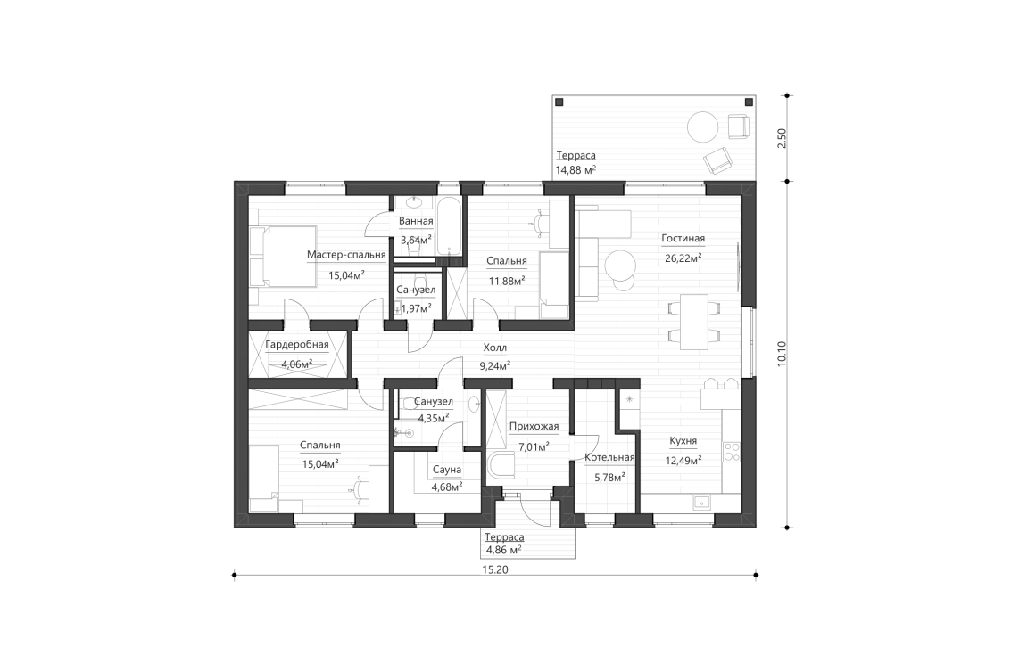 Планировочное решение 121 м²