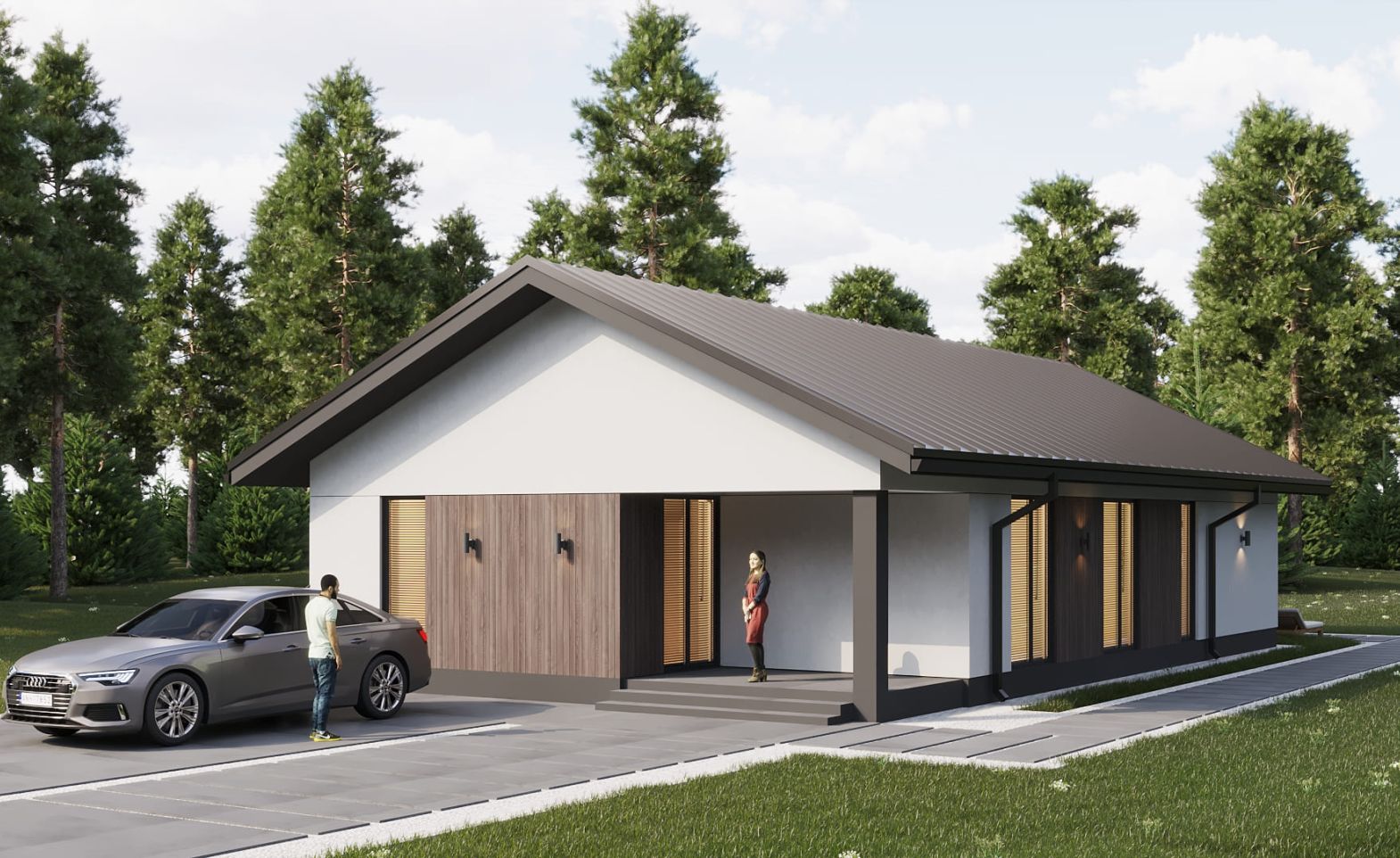Кварцит с двускатной кровлей 64 м²