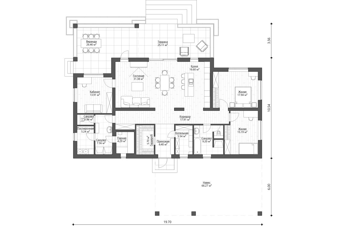Планировочное решение 159 м²