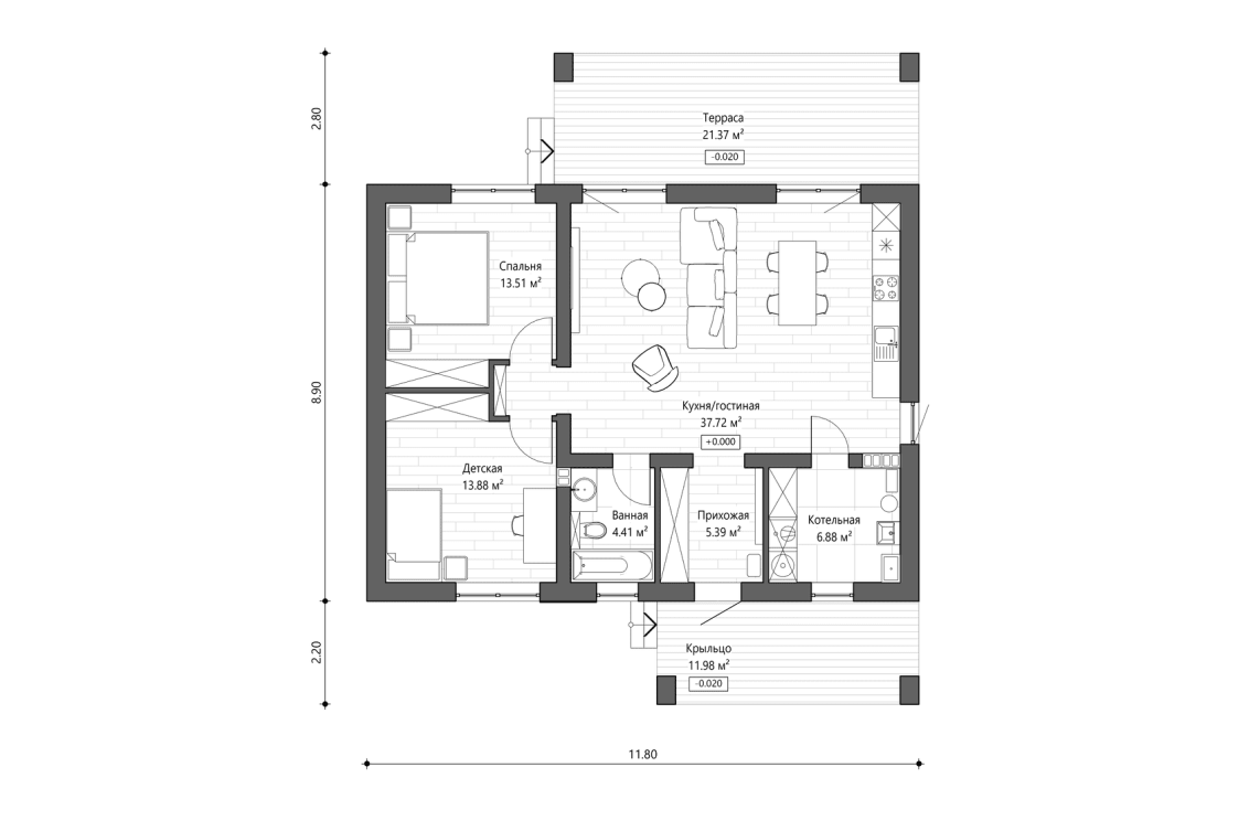 Планировочное решение 82 м²