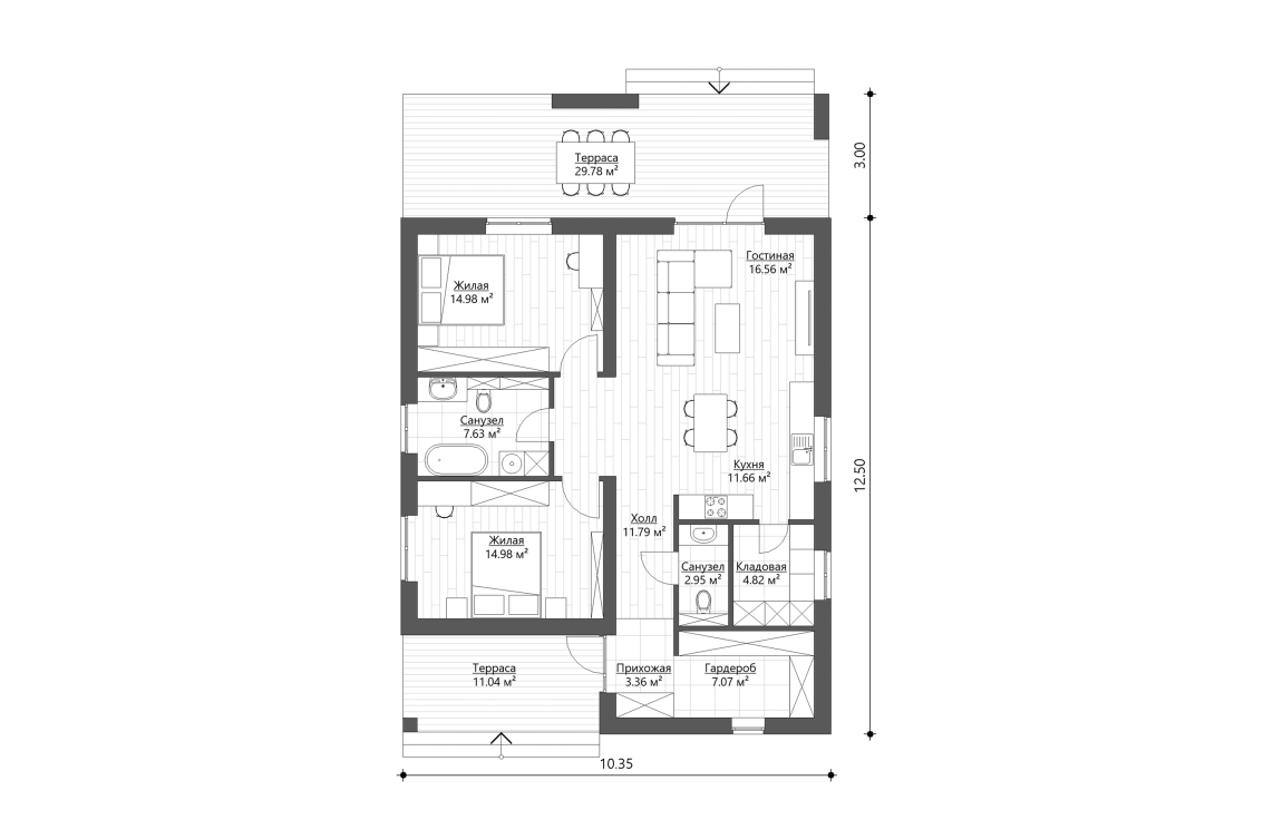 Планировочное решение 96 м²
