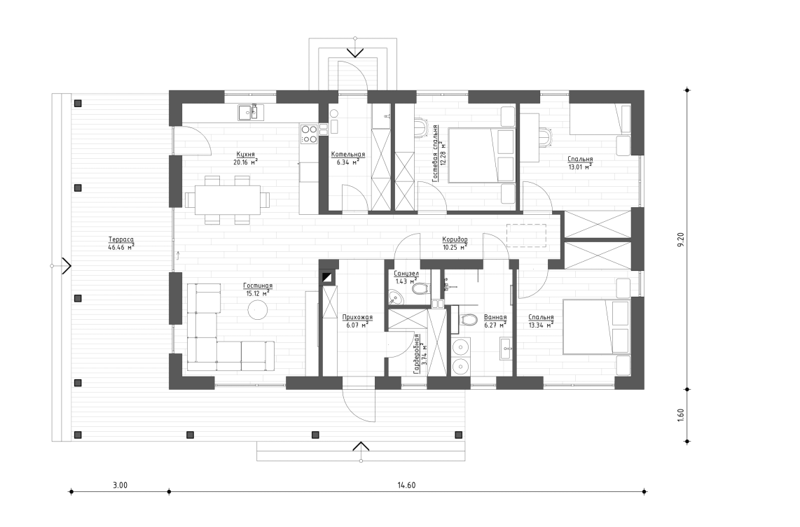 Клиентское решение 1 - 108 м²