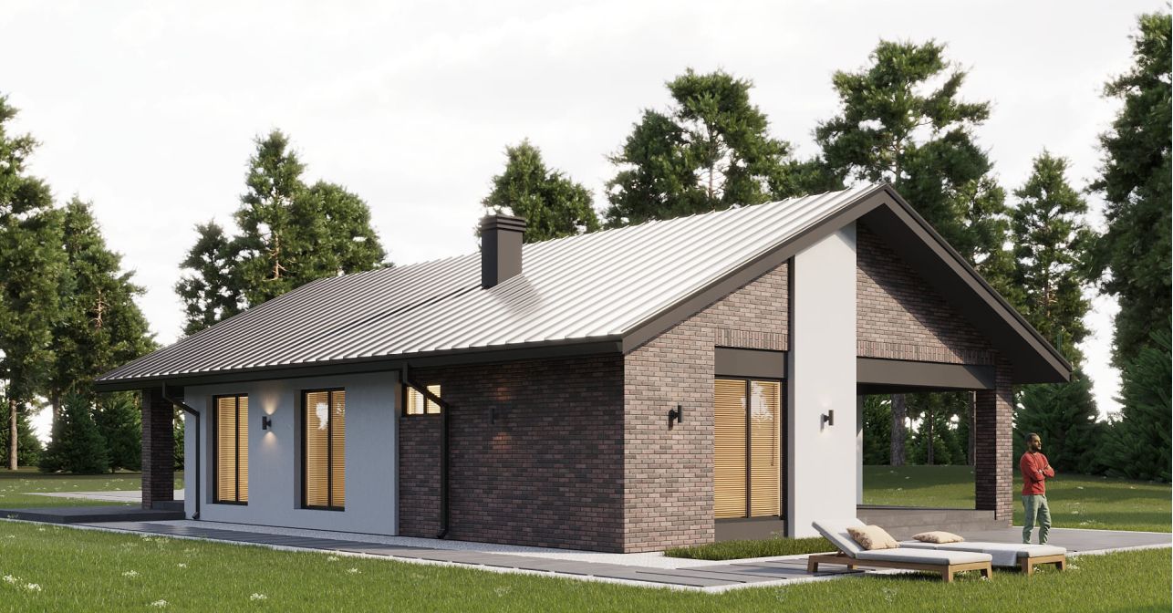 Кварцит с двускатной кровлей 107 м²