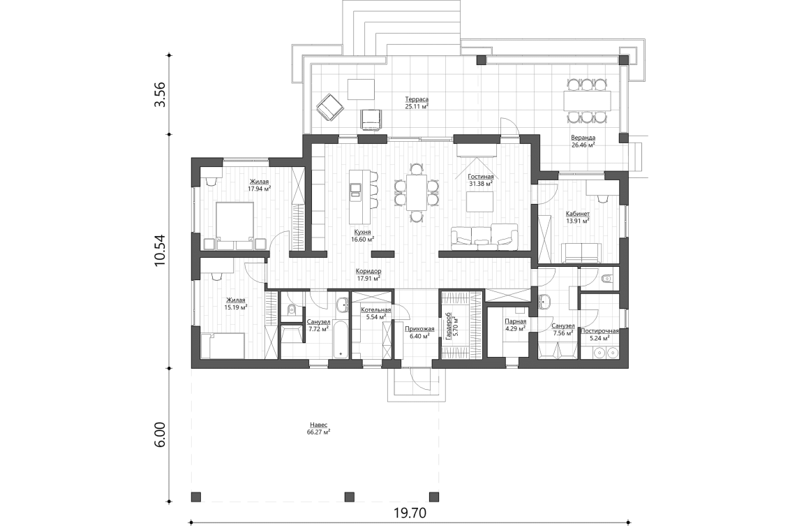 Планировочное решение 159 м²