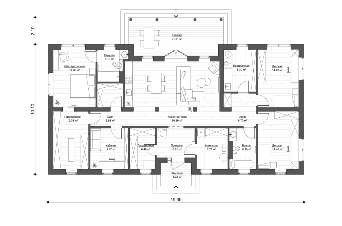 Планировочное решение 158 м²