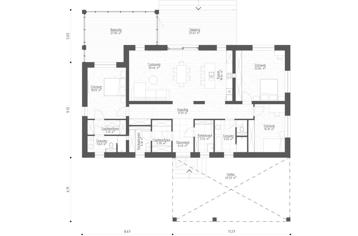 Клиентское решение 1 - 166 м²
