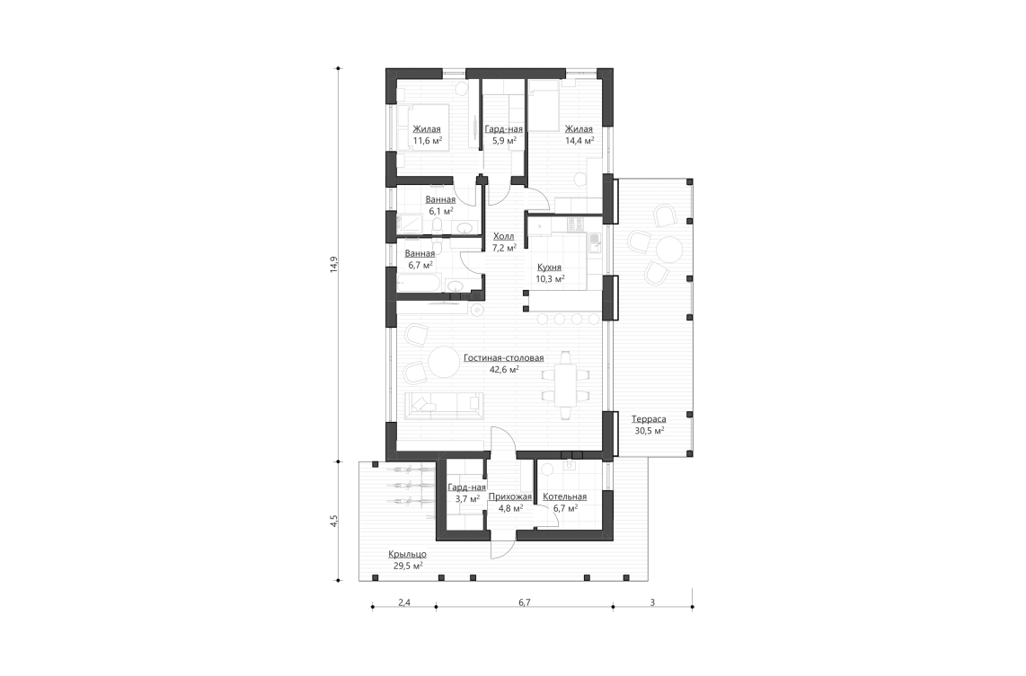 Планировочное решение 120 м²