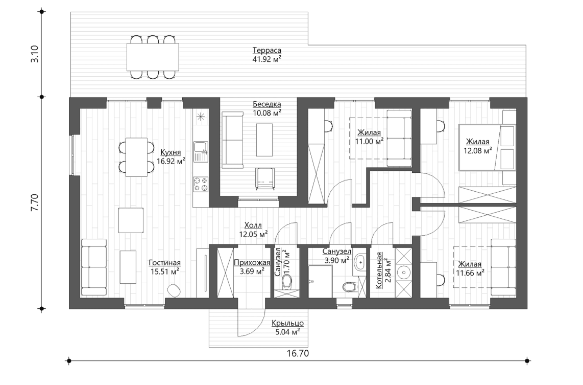 Планировочное решение 91 м² (3)