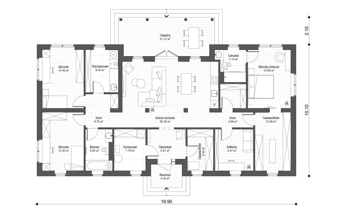 Планировочное решение 158 м²