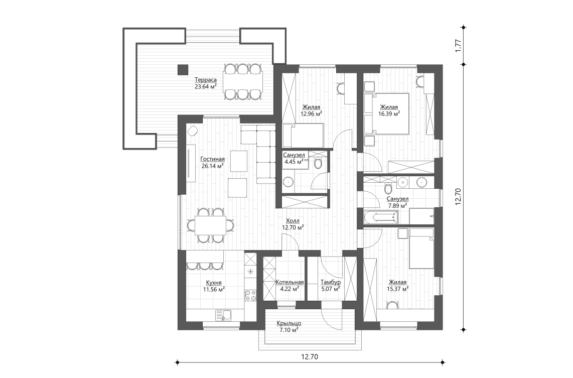 Планировочное решение 117 м²