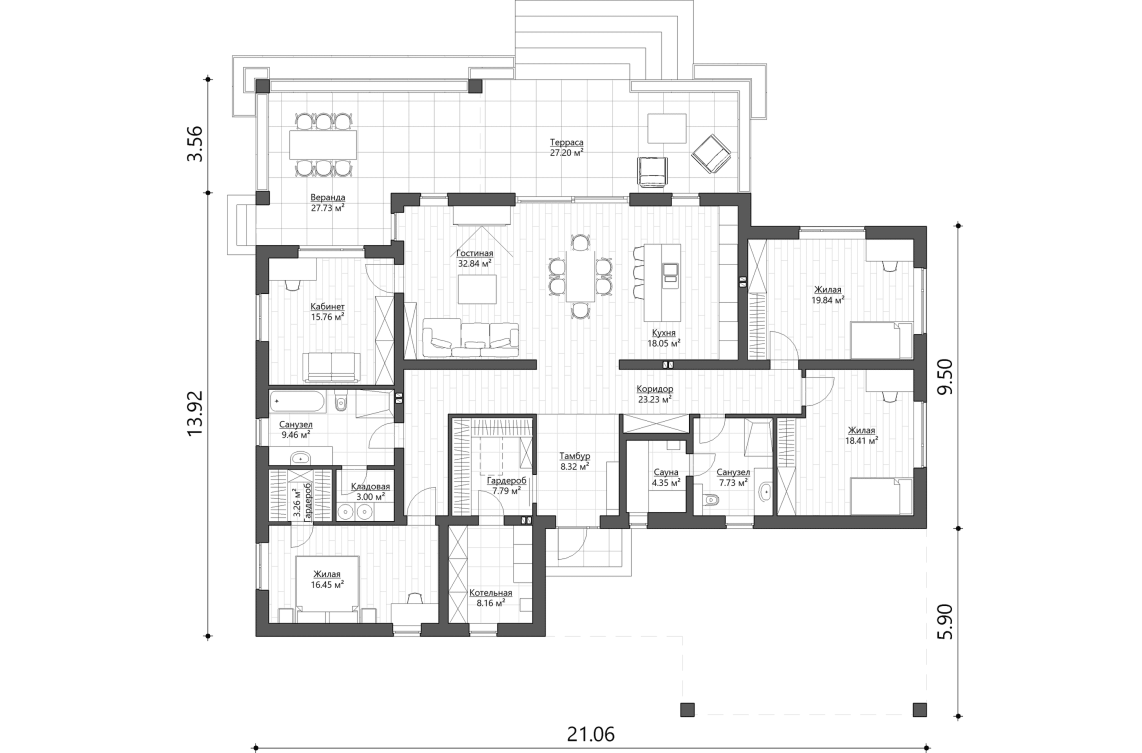 Планировочное решение 197 м²