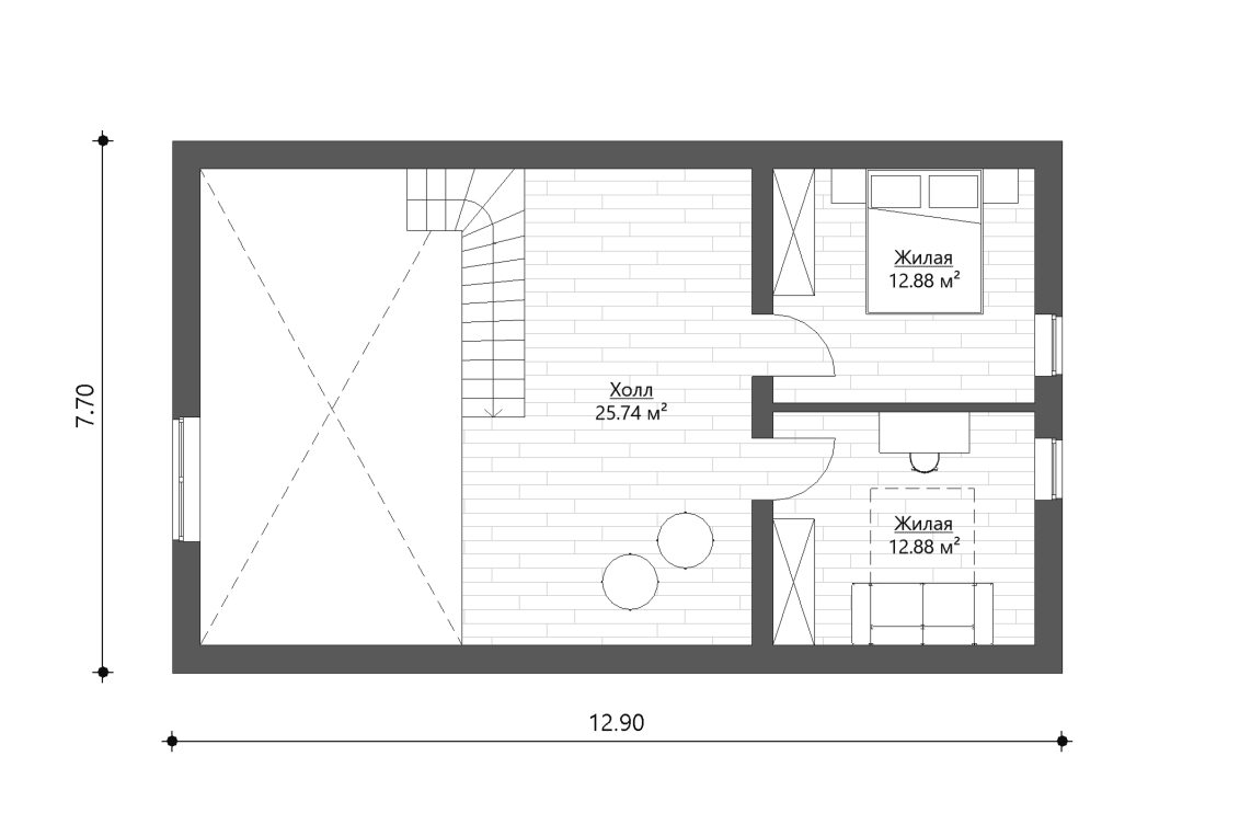 Планировочное решение 2-го этажа 119 м² (2)