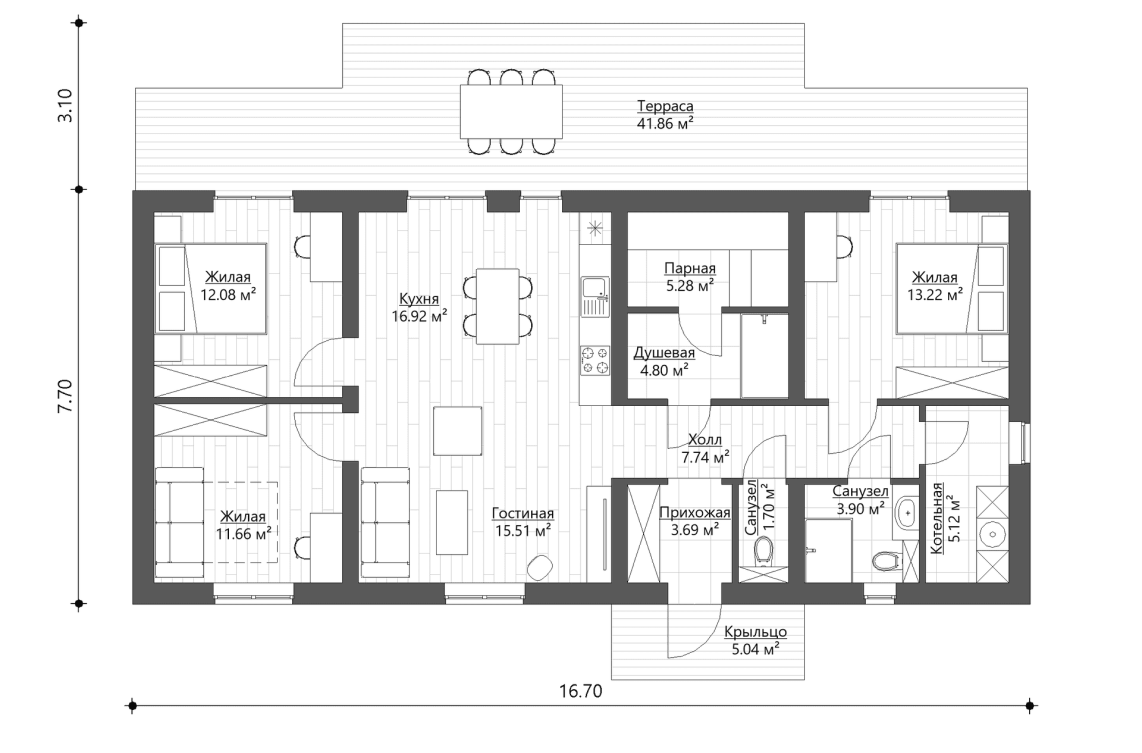 Планировочное решение 102 м²
