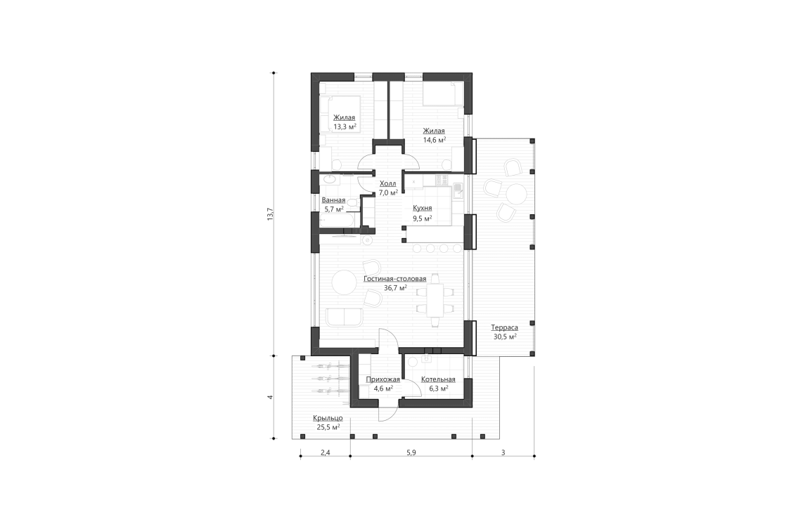 Планировочное решение 98 м²