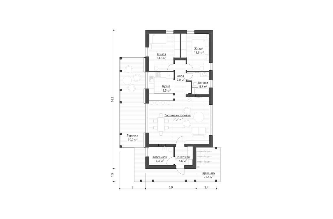 Планировочное решение 98 м²