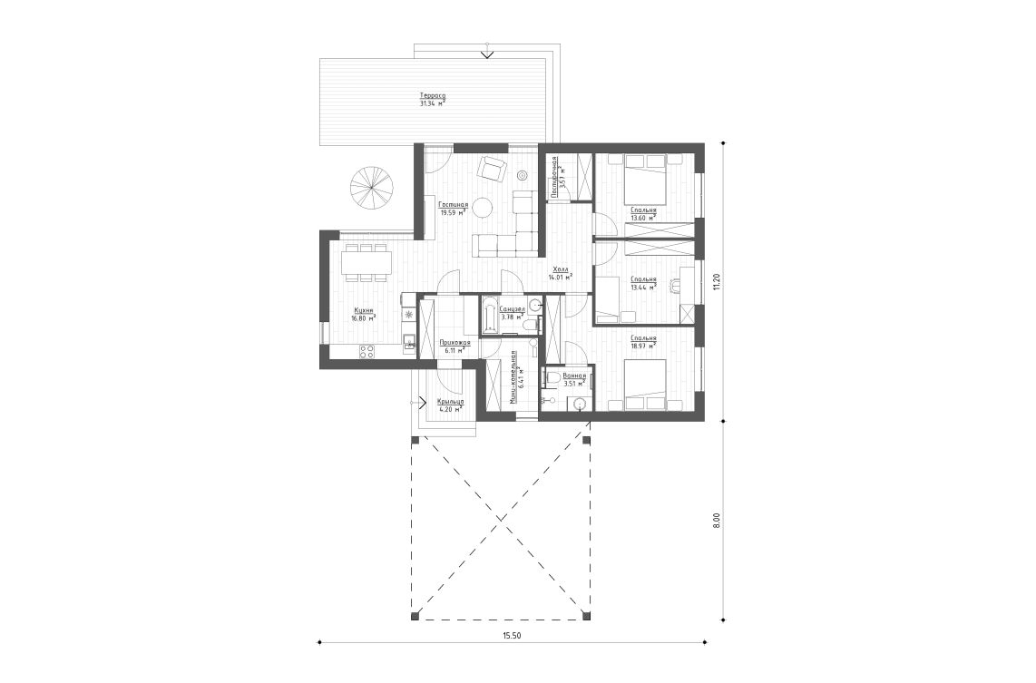 Планировочное решение 120 м²
