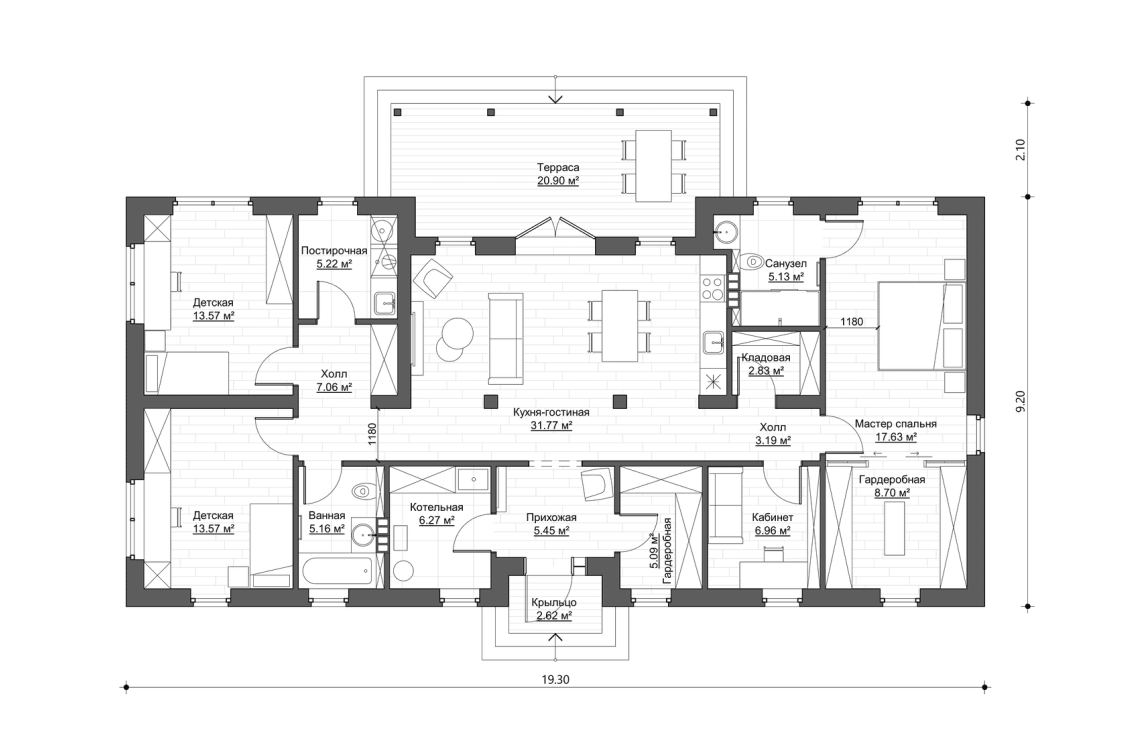 Планировочное решение 137 м²