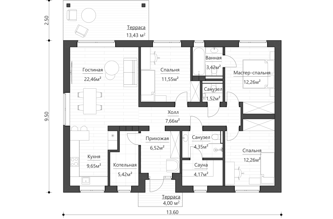 Планировочное решение 101 м²