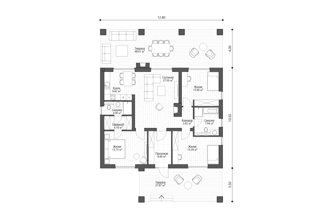 Планировочное решение 109 м²