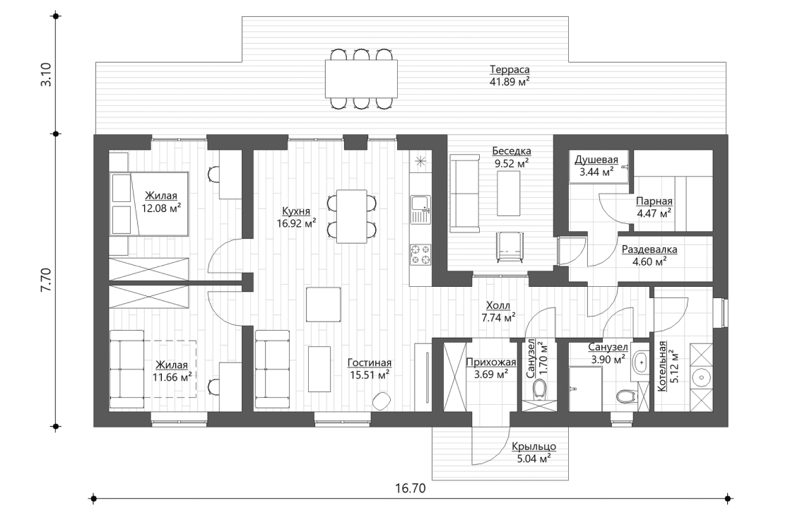 Планировочное решение 91 м²