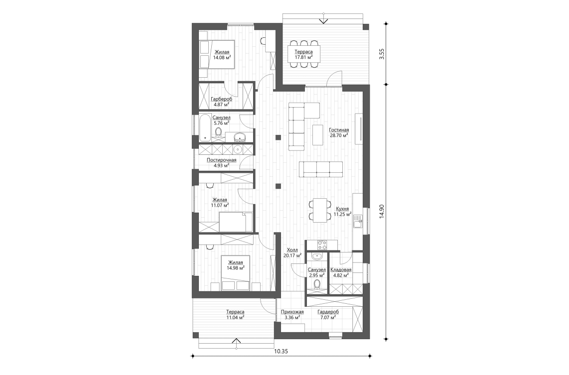 Планировочное решение 134 м²
