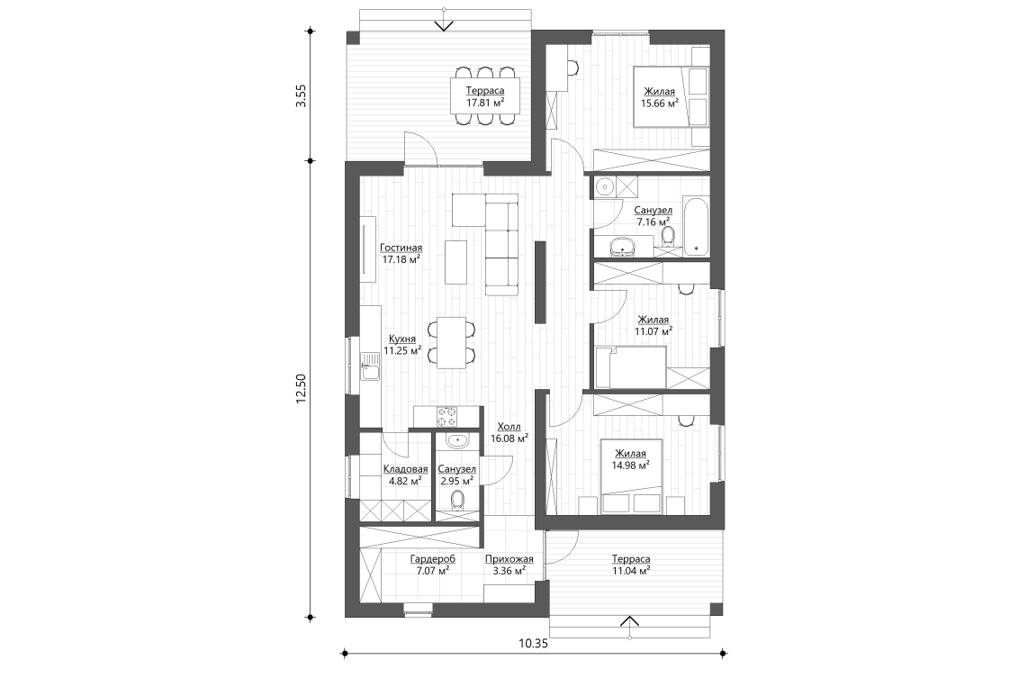 Планировочное решение 112 м²