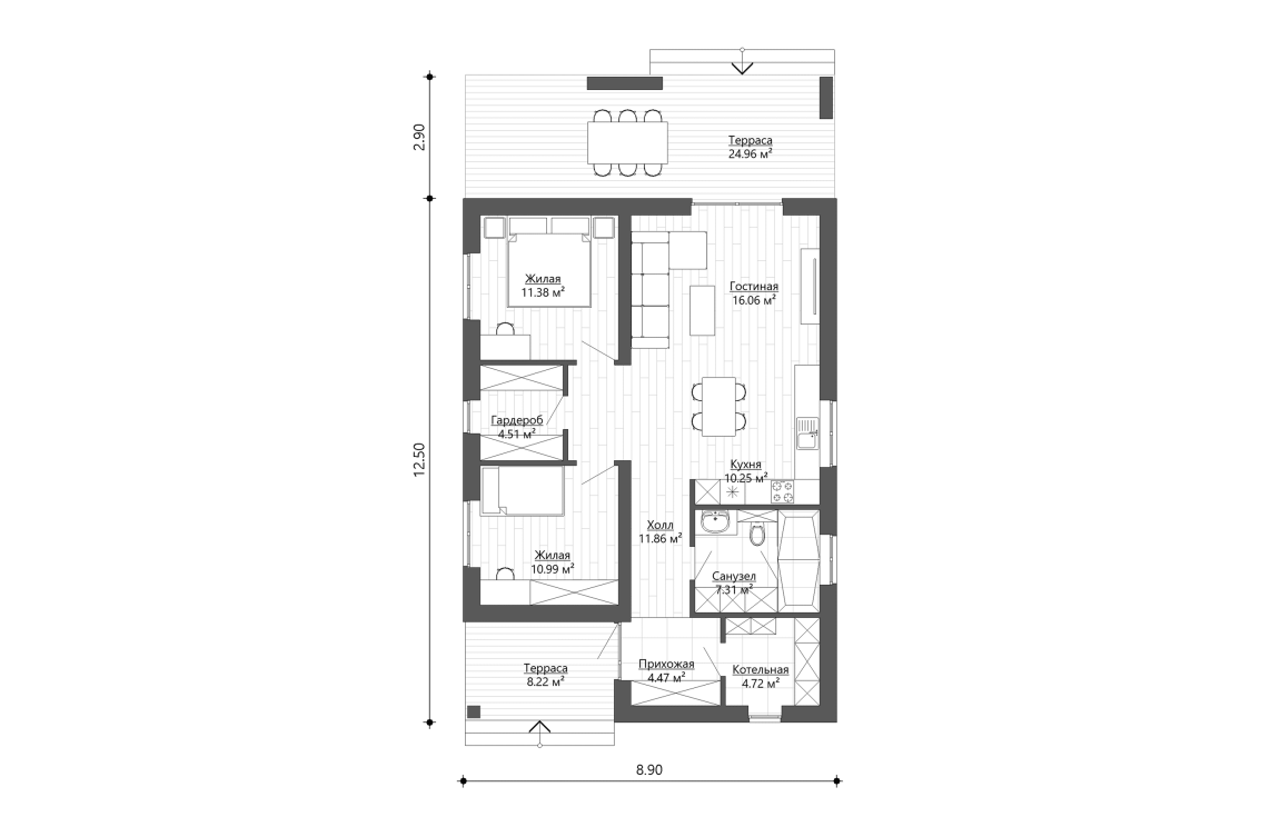 Планировочное решение 82 м²