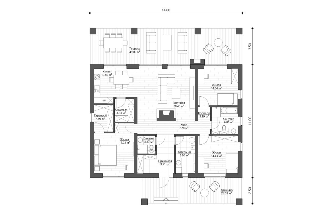 Клиентское решение 3 - 133 м²