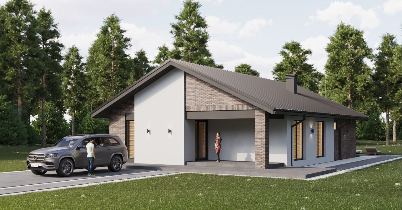 Кварцит с двускатной кровлей 107 м²