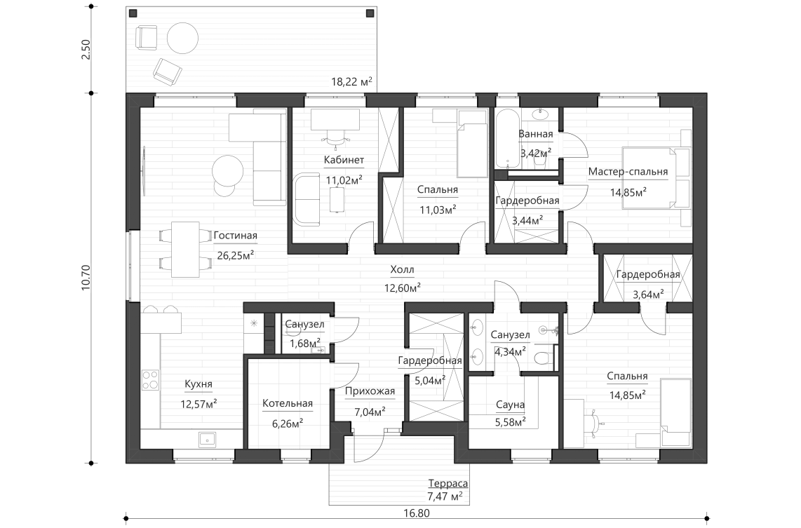 Планировочное решение 144 м²