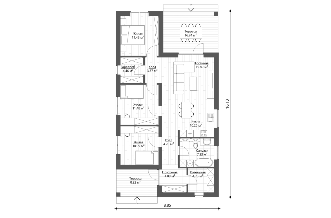 Планировочное решение 93 м²