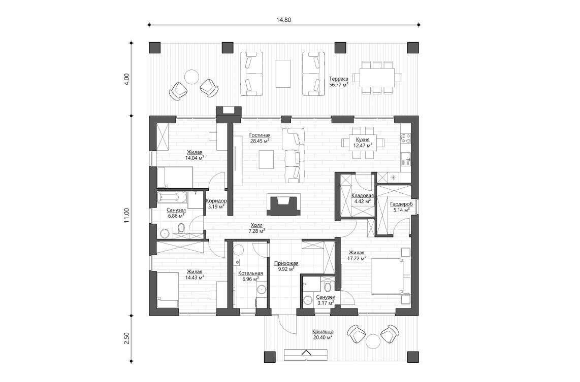 Клиентское решение 4 - 134 м²