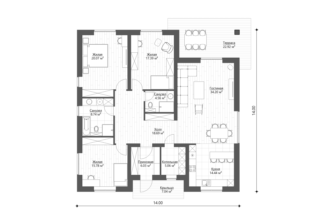 Планировочное решение 145 м²