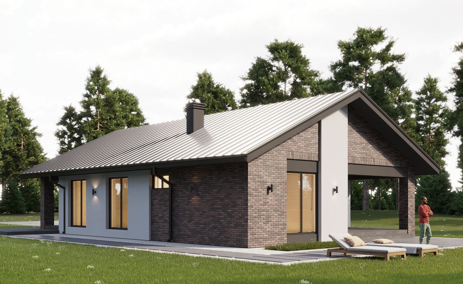 Кварцит с двускатной кровлей 107 м²