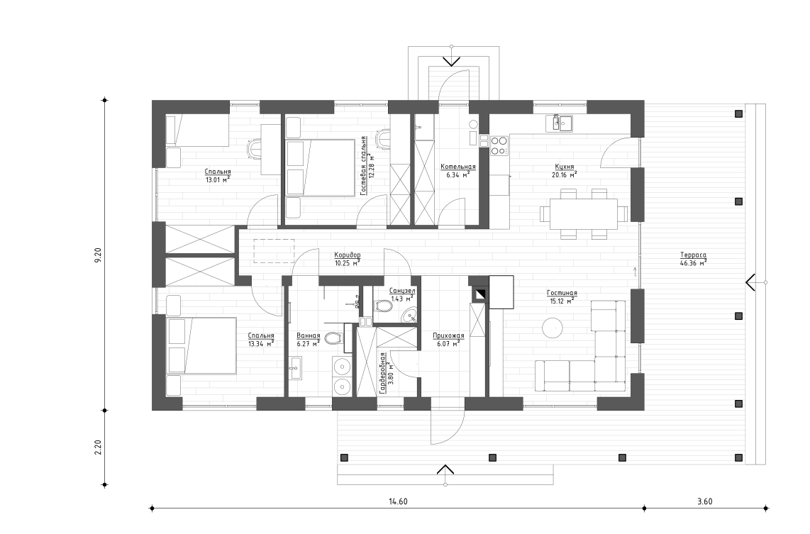 Клиентское решение 1 - 108 м²