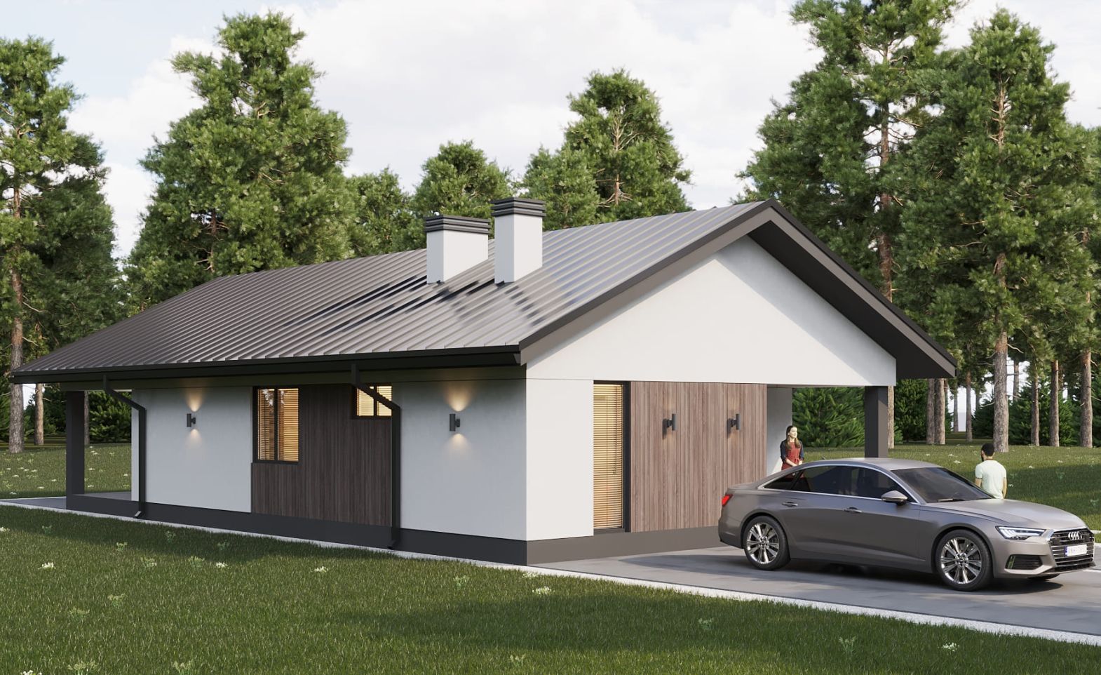 Кварцит с двускатной кровлей 64 м²