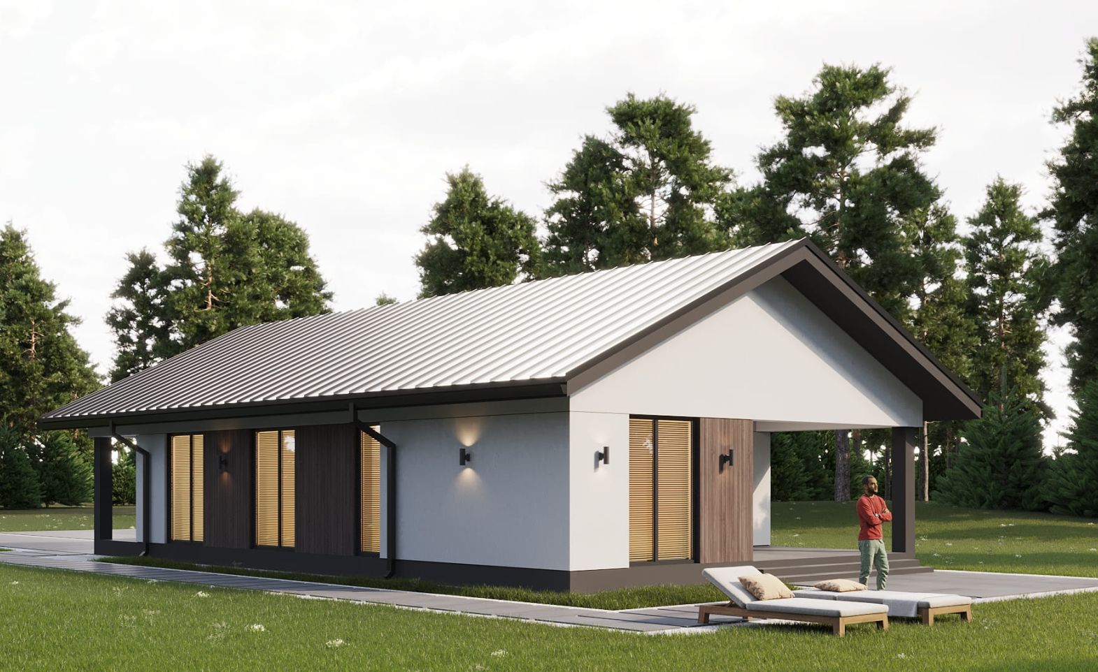 Кварцит с двускатной кровлей 64 м²