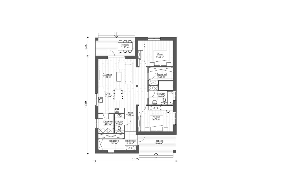 Планировочное решение 107 м²